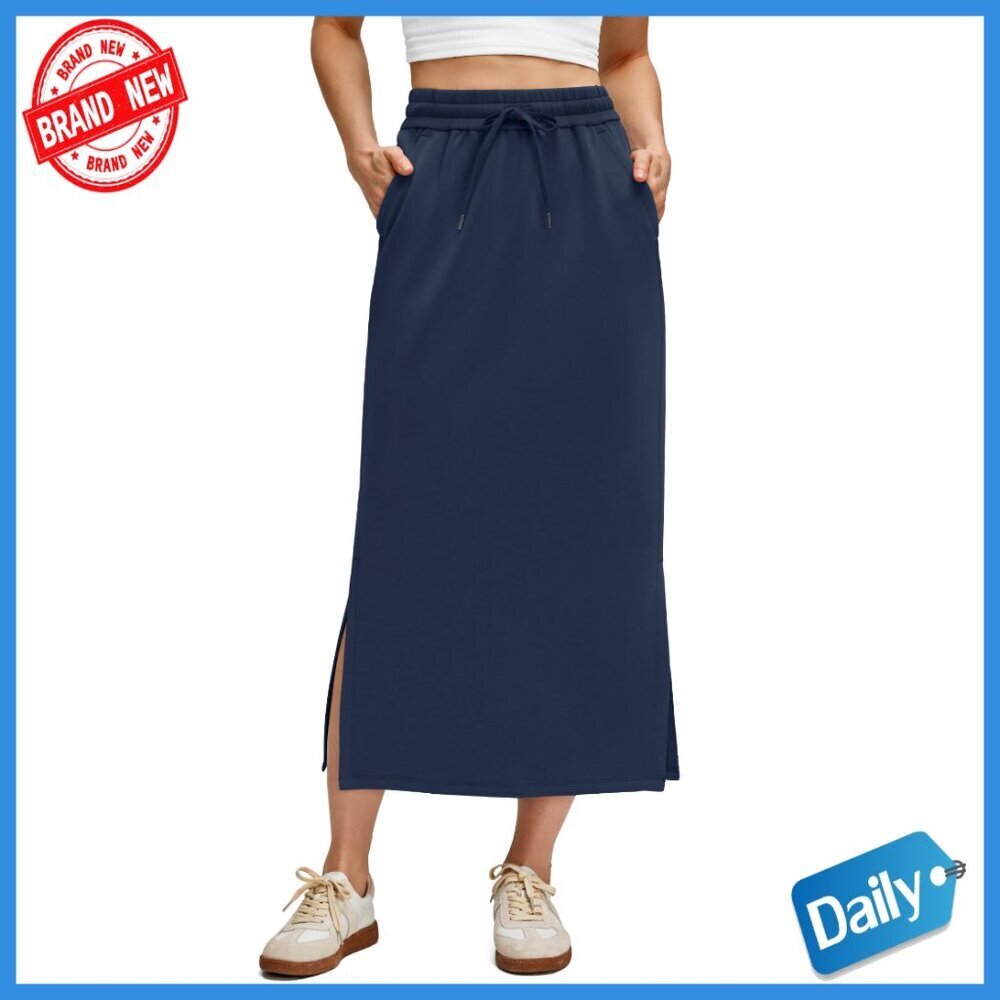 Modal Pencil Skirt Elastic Waistband Stretchy Midi Work Casual